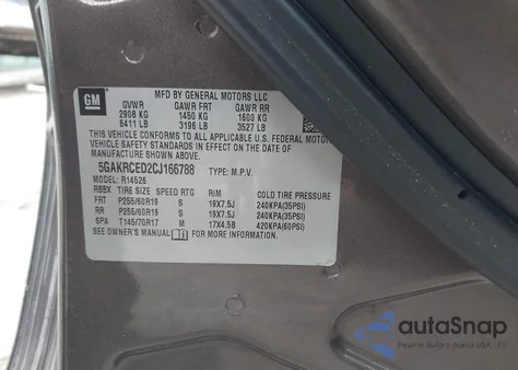 2012 Buick Enclave Leather из США, поврежденный, VIN 5GAKRCED2CJ166788